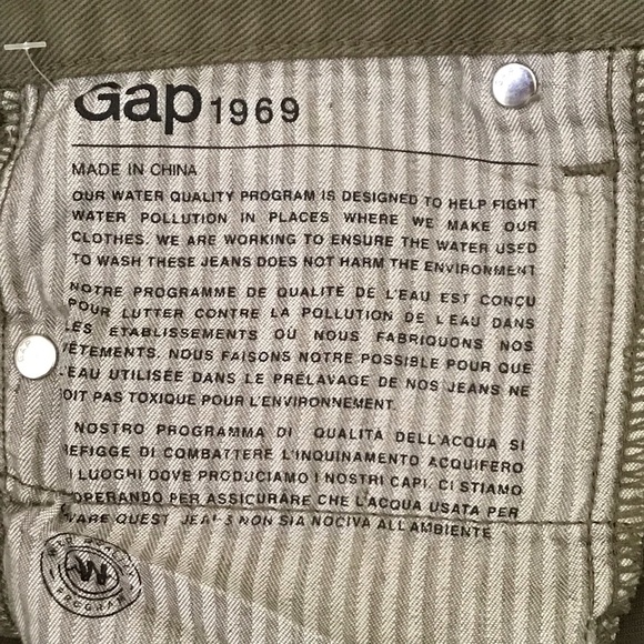 Gap girlfriend distressed cotton army olive green mid rise jeans sz 30 R - Picture 13 of 13